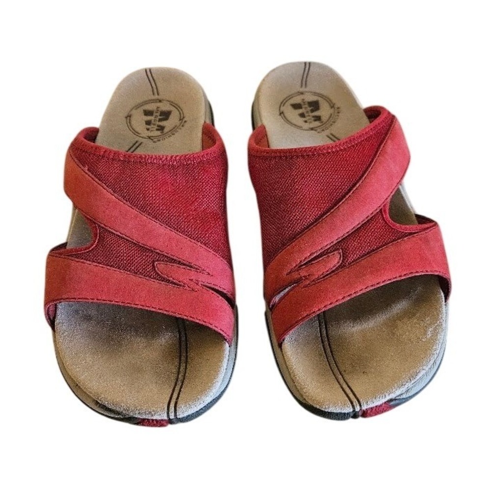 Merrell Women Suede Mesh Air Cushion Slide Sandals Size 9 Banner Red